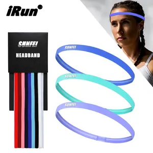 iRun Custom Design Logo Yoga fitness sports Headband Elastic running head wraps nylon hair accessories for woman