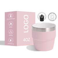 Tasses à café expresso empilables en acier inoxydable à double paroi avec revêtement céramique de qualité supérieure, mini-gobelets personnalisés avec logo 4oz 6oz 8oz