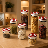 Récipient hermétique pour grains de café, pot de conservation sous vide pour café, thé, sucre et noix, boîte de cuisine en verre transparent