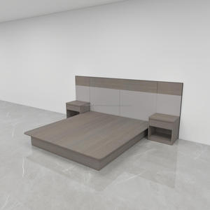 3-Star Hotel Apartment Bedroom Furniture Set Modern Durable Wooden <b>Bed</b> Frame with Bedside Nightstands TV Cabinet Wardrobe - Product Image 1