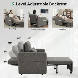 Fauteuil convertible réglable 3-en-1, canapé-lit long escamotable, canapé simple <span class=keywords><strong>pour</strong></span> appartement, dortoir, université - Product Image 3