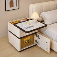 Table de chevet moderne avec 3 tiroirs et coffre-fort dissimulé, armoire de chevet en bois massif pour hôtel, appartement, chambre à coucher