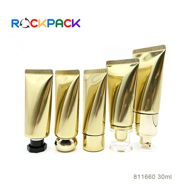 30ml Plastic Cosmetic Liquid Foundation Soft Gold Aluminum Laminated Tube For Cream Face Washing Packaging