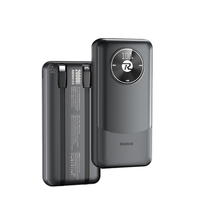 Batterie externe Li-Polymère haute capacité 20000 mAh, charge rapide 22,5 W, chargeur solaire portable avec écran LED et câbles intégrés