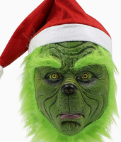 Disfraz de Grinch con Pelo Verde Personalizado, Decoración Navideña para Transmisiones en Vivo, Accesorios Divertidos para Fiestas