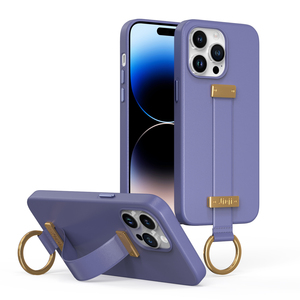 Custodia in pelle di lusso custodia per <span class=keywords><strong>cellulare</strong></span> <span class=keywords><strong>con</strong></span> cinturino da polso <span class=keywords><strong>con</strong></span> supporto in microfibra custodia per <span class=keywords><strong>anello</strong></span> in metallo per iPhone 14 pro max - Product Image 4