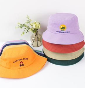 Casquette de pêcheur personnalisée brodée unisexe en toile de coton couleur unie pour l'extérieur, décontractée, d'été, avec logo sur le panneau avant - Product Image 1