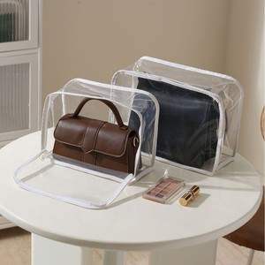 <b>Clear</b> Plastic <b>Toiletry</b>/Cosmetic <b>Bag</b> Zipper Hot Stamping Environment Friendly Recyclable Storage for Supermarket Exhibition Use - Product Image 1