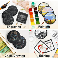 Sous-verres en ardoise noire vierges 4x4 ronds et carrés pour gravure laser, personnalisables avec logo, vente en gros