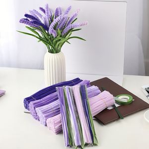 Kit de limpiapipas de lavanda miniatura para hacer un ramo de 3 tallos, 4 colores, manualidades fáciles para el hogar, regalo, decoración - Product Image 1