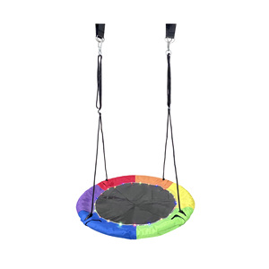 Balançoire ronde réglable pour jardin extérieur, balançoire en forme de soucoupe volante avec LED colorées pour enfants et adultes - Product Image 1
