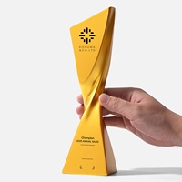 Trophée en résine personnalisé OEM ODM avec surface électroplaquée pour la reconnaissance des réunions annuelles et les souvenirs
