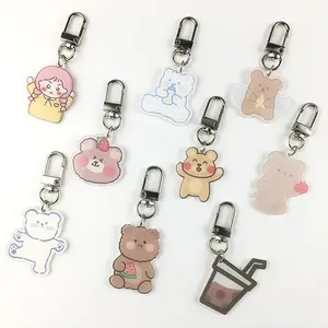 Porte-clés en acrylique à breloques imprimées avec logo personnalisé Porte-clés en plastique transparent Porte-clés en acrylique époxy holographique