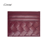 Porte-cartes minimaliste en cuir PU Cossni à motif tressé, protection RFID, étui élégant pour cartes de crédit, plusieurs emplacements pour cartes d'identité