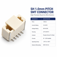 Konektor Kawat ke Papan SMT Vertikal SH 1.00mm Pitch dengan Suction Cap 2-20 Pin LCP Housing untuk Perakitan PCB