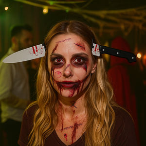 6 adet cadılar bayramı kafa yara dövme seti sahte bıçak kafa korkunç kostüm aksesuarları Cosplay parti için - Product Image 6