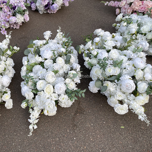 Panel de Flores Colgantes de Rosas Blancas, Flores de Seda, Baby Breath, Panel de Esquina, Camino de Flores para Decoración de Bodas, Fiestas y Compromisos - Product Image 6