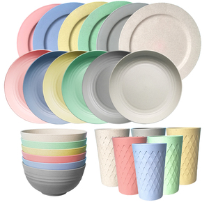 Thân thiện với môi sợi tre Bộ đồ ăn Bộ đồ ăn đặt phân hủy sinh học bán buôn rơm lúa mì Bộ Đồ Ăn thả nhựa - Product Image 2