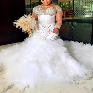 2025 nuovo <span class=keywords><strong>abito</strong></span> da sposa personalizzato a manica lunga <span class=keywords><strong>con</strong></span> sirena scintillante <span class=keywords><strong>abito</strong></span> da sposa <span class=keywords><strong>in</strong></span> <span class=keywords><strong>Tulle</strong></span> di cristallo Swarovski <span class=keywords><strong>con</strong></span> <span class=keywords><strong>gonna</strong></span> voluminosa - Product Image 2