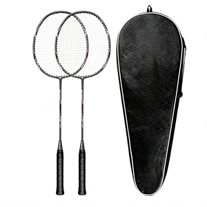 Ensemble de raquettes de badminton et de volants, raquettes en fibre de carbone graphite avec volants en nylon, ensemble léger pour la famille, le jardin - Product Image 6