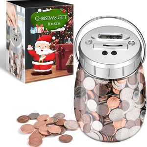 Tarro de dinero de plástico ecológico con manejo de Dólares completo con asa, alcancía de conteo electrónico inteligente para niños, regalos de navidad - Product Image 6