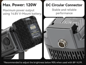 <span class=keywords><strong>Ulanzi</strong></span> ไฟลบข้อมูลภายใน<span class=keywords><strong>120</strong></span> W, ไฟสปอตไลท์<span class=keywords><strong>120</strong></span>แบบไร้สายไฟสอง V-Mount cob 2700K 6500K ไฟสำหรับถ่ายภาพในร่ม - Product Image 2