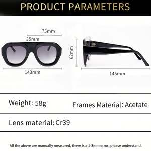 Gafas de Sol Cuadradas de Acetato de Moda 2025 con Logotipo Personalizado, Protección UV400, Montura Gruesa, Estilo Piloto para Hombre y Mujer - Product Image 5