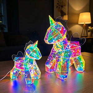 Figura de Unicornio Iridiscente 3D, Escultura Animal Holográfica Prismática, Centro de Mesa Luminoso para Decoración Moderna del Hogar, Venta al Por Mayor - Product Image 2