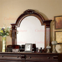 Ensemble de Meubles de Chambre de Ferme Luxe Ancien Lit Queen/King en Bois avec Revêtement en Cuir Véritable