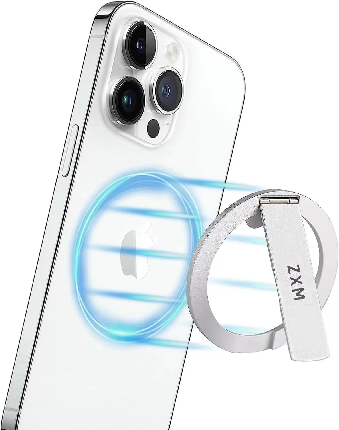 Soporte de anillo magnético ajustable para teléfono móvil Kicksta Compatible con iPhone 12 15 Series MagSafee Agarre extraíble Cama de escritorio Uso al aire libre