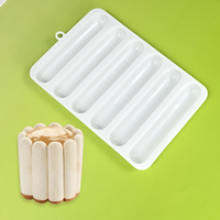 Moule à Mousse en Silicone Eclair à 6 cavités Moule à Gâteau Antiadhésif 3D pour Dessert Français pour Pâtisserie Savon au Chocolat et Crème Glacée