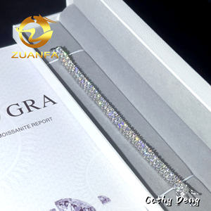 Бижутерия, 2 ряда, 3 мм, браслет из муассанита, браслет в стиле хип-хоп, серебряный, 925, бриллиантовый, Теннисный Браслет со льдом - Product Image 6