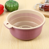 Panier de vidange double pour cuisine domestique, en PP écologique, multifonctionnel, pour fruits et légumes, coloré
