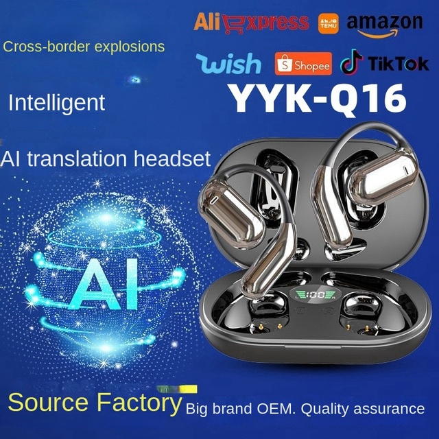 High Quality TWS Wireless Earbuds Yyk-q16 Ows Open Ear Hook Sports Noise Cancelling Panoramic Surround Sound Digital Display