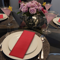 Serviettes de table en papier Airlaid violettes, rouges et jaunes, jetables, sanitaires, 1 plis, imprimées, style sac