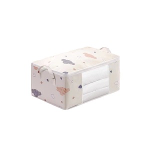 Clothing Organizer <b>Storage</b> Bag Rectangle Large Capacity Dustproof <b>Wardrobe</b> Bedroom Use Off White Navy Blue - Product Image 5