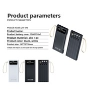 Batterie externe portable 10000 mAh avec écran LCD, chargeur rapide 22,5 W intégré avec 4 câbles, chargeur de téléphone portable, électronique grand public