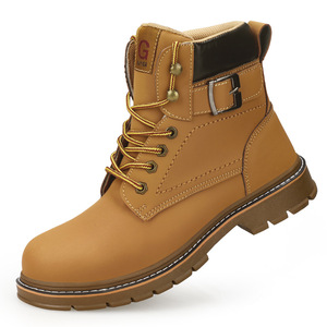 รองเท้าบูทหนังอุตสาหกรรมสำหรับผู้ชาย,รองเท้าบูททำงานหัวเหล็กกันลื่นสำหรับวิศวกร - Product Image 4