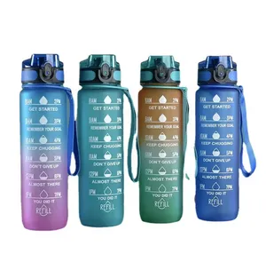 BPA-free Tritan plastic 32oz Time Marker Leakproof Flip Top Motivational Sports Water Bottle dropshipping Chinese suppliers