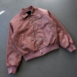 Vestes d'extérieur vintage personnalisées pour hommes, en cuir, avec boucle de pompier et fermeture à fermoir homard - Product Image 3