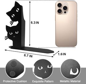 Porte-livres Chat Paresseux pour Étagères – Décoratifs, Modernes, Métalliques et Mobiles pour Livres Lourds – Butées de Livres pour Bureau et Décoration Intérieure - Product Image 2