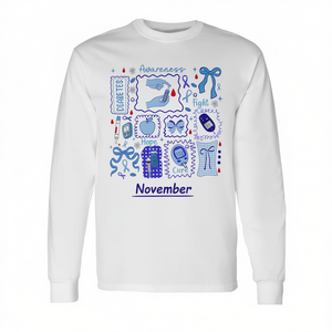 Camiseta de manga larga para concienciación sobre la diabetes, cinta azul, lucha, esperanza, cura, noviembre - Product Image 2