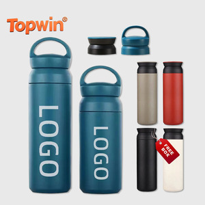 Bouteille isotherme en acier inoxydable avec logo personnalisé, 350 ml, 500 ml, avec poignée portable, pour eau chaude, mini thermos de bureau - Product Image 1