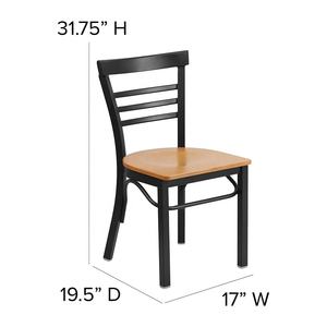 Silla de café para banquetes al aire libre, muebles de restaurante, sillas de Hotel, silla de restaurante de Metal con respaldo <span class=keywords><strong>Vertical</strong></span> negro con asiento de madera Natural - Product Image 3