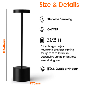 SENYA-PRO Minimalist Nordic Metal Battery-Powered Adjustable Color Temperature Touch Control Table <strong>Lamp</strong> for Bedroom Ambiance - Product Image 6