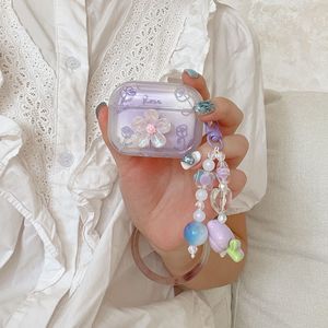 Étui pour écouteurs en TPU souple à fleurs 3D pour Airpods <span class=keywords><strong>Pro</strong></span> <span class=keywords><strong>2</strong></span> <span class=keywords><strong>2022</strong></span> <span class=keywords><strong>Air</strong></span> Pods de 2e génération 3 1 <span class=keywords><strong>2</strong></span> 3e génération violet Rose porte-clés tulipe - Product Image 3