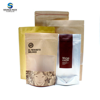 Sac d'emballage alimentaire en papier Kraft avec fermeture à glissière, sac d'emballage alimentaire personnalisé avec fenêtre, vente en gros