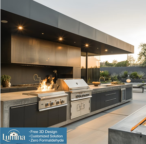 Juego de Cocina Exterior de Acero Inoxidable de Lujo con Puertas Enrollables para Patio - Product Image 1