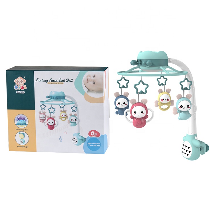 Remote Control Sleep Mobile Rattles Toy Set Crib Mobile Holder Bed Bell With Light And Music