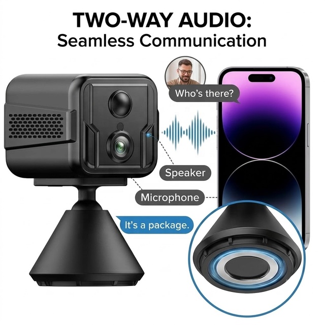 4G-enabled Built-in Microphone Home Mini Camera Two Way Audio Motion Detection No Light Night Vision for Home Security